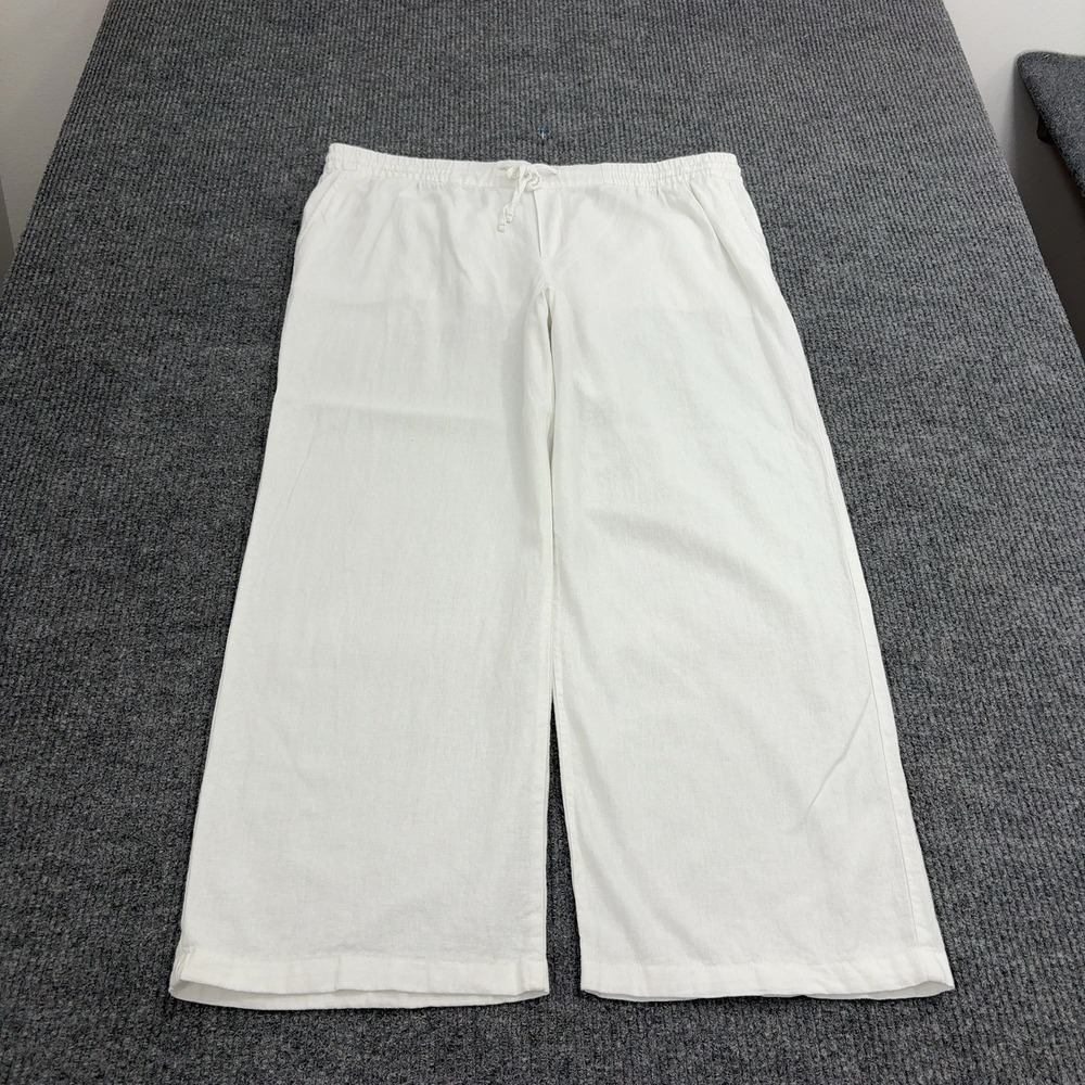 Old Navy XL Wide-Leg Drawstring Linen Blend White Pants